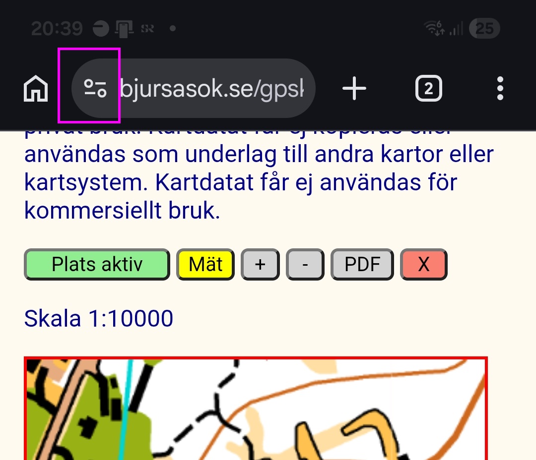 Öppna menyn, Chrome iPhone