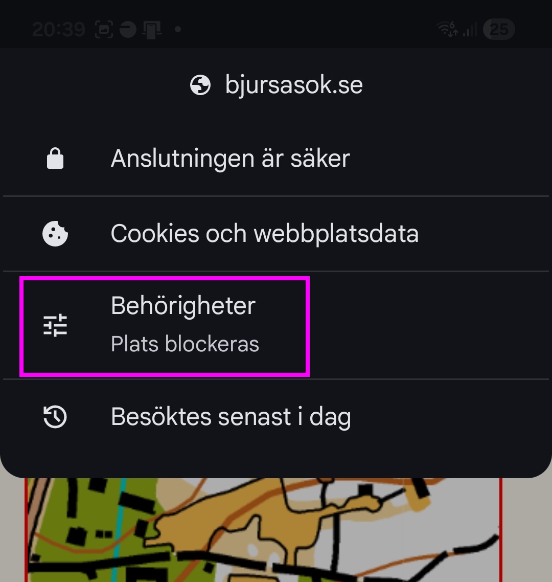 Välj behörigheter för Plats