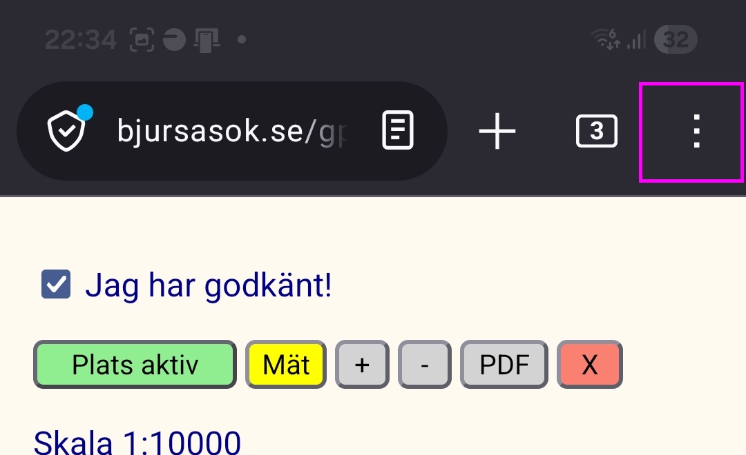 Öppna menyn, Firefox Android